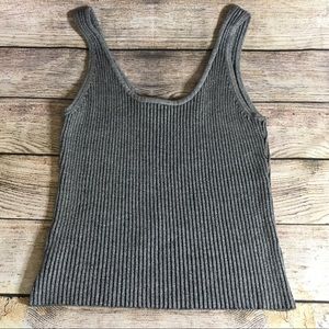 Bebe Shimmer Sleeveless Ribbed Blouse S Scoop